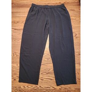 Eileen Fisher Silk Pants Womens 1X Black Tapered Ankle Pull-On Pockets Lightwgt
